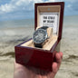 My Man-You stole my heart - Men's OpenWork Watch with Mahogany Box - Show him he IS Special!