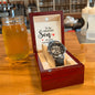 To the greatest Son on his Wedding Day! - Men's OpenWork Watch with Mahogany Box - Show him he IS Special!