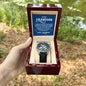 To My GrandSon - I thank The LORD for giving me such - Men's OpenWork Watch with Mahogany Box - Show him he IS Special!