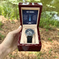 Dad my Hero - Men's OpenWork Watch with Mahogany Box - Show him he IS Special!