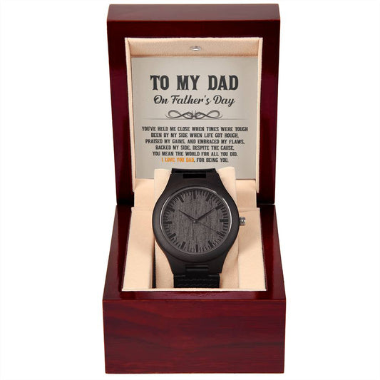 Get Dad this AMAZING Woodedn Watch with a Greeting, telling him how much you Love him for Fatherf's Day!