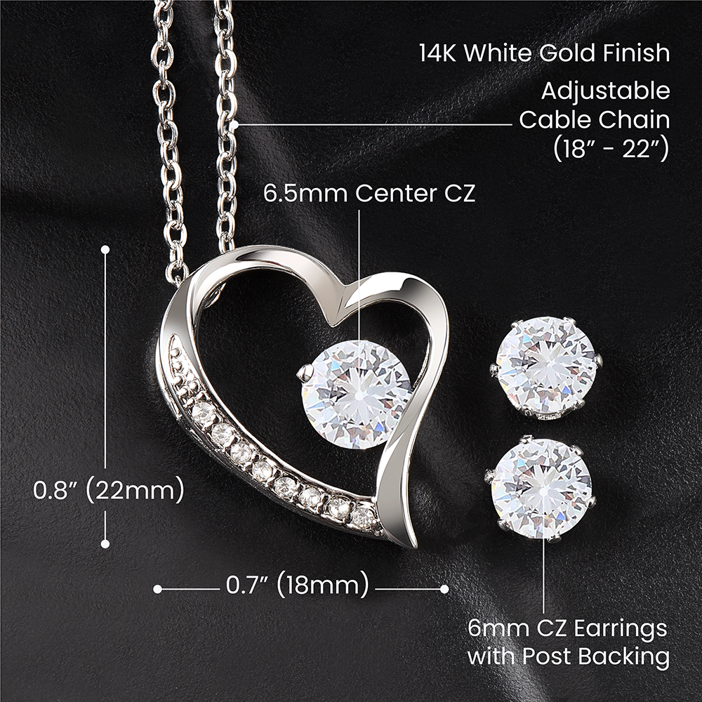 To My Wife, You are Loved - Forever Love Necklace & Clear CZ Earrings - the Perfect Gift for ANY Occassion!