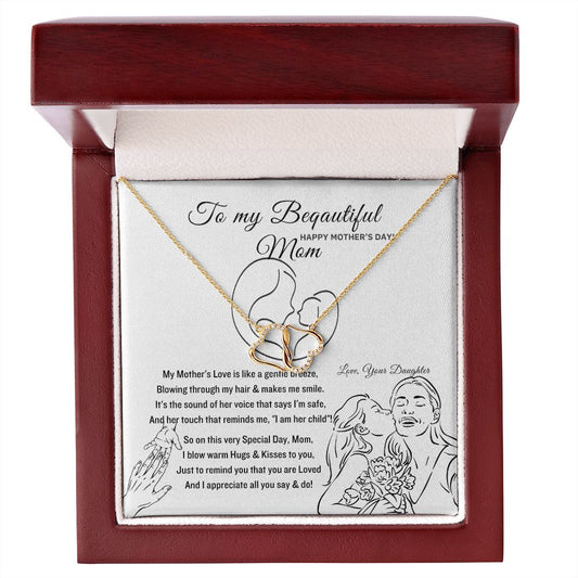 To Mom, from your Daughter - Everlasting Love 10K Solid Yellow Gold Heart Necklace - Happy Mother's Day, I Love You Mom!