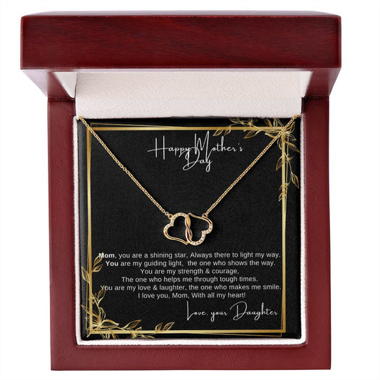 To Mom, from your Daughter - Everlasting Love 10K Solid Yellow Gold Heart Necklace - Happy Mother's Day, I Love You Mom!