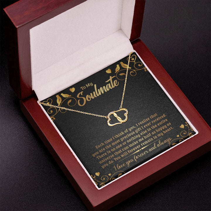 To My Soulmate - Everlasting Love 10K Solid Yellow Gold Heart Necklace - I Love You Forever & Always!