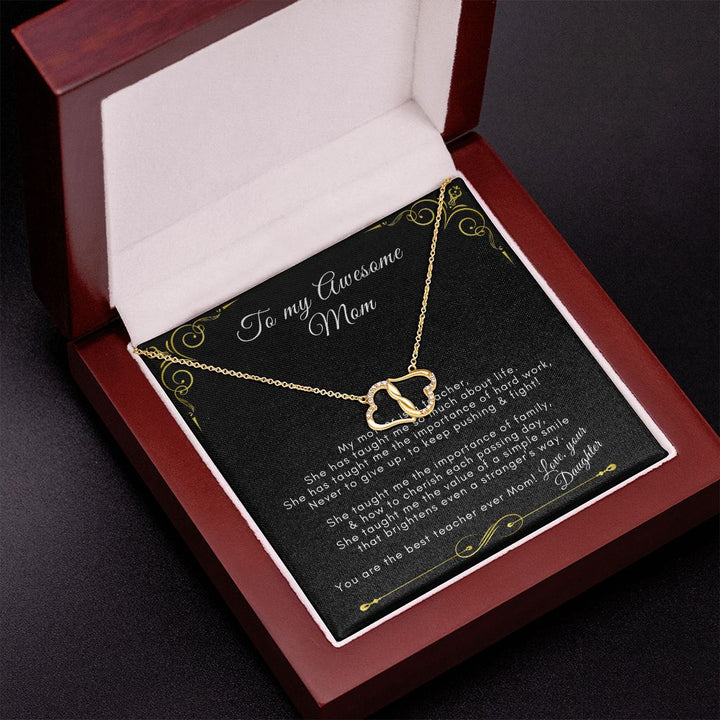 A mi increíble mamá, de parte de tu hija - Collar de corazón de oro amarillo sólido de 10 quilates con amor eterno - ¡Feliz día de la madre, te amo mamá!