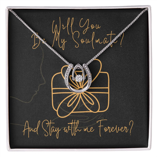 Lucky in Love Necklace - Perfect Gift for the Woman you're in Love with - Be my SoulMate - I Love you honey!