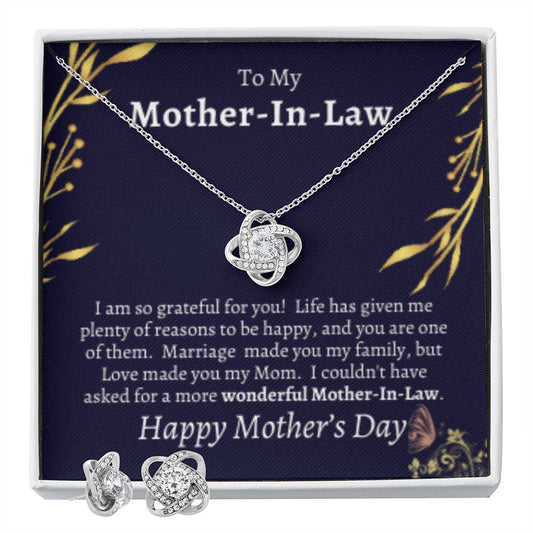 To my Mother-In-Law - Love Knot Earring & Necklace Set - She'll Love this Gift!  Happy Mother's Day