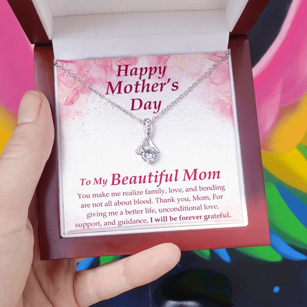 To my Beautiful Adopted Mom - Alluring Beauty Necklace - The Perfect Gift for Her