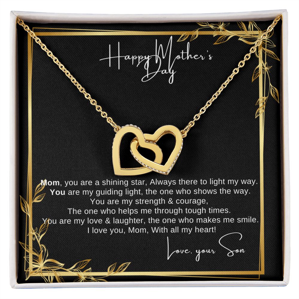 Interlocking Heart Necklace - The perfect Gift she'll love - Happy Mother's Day Mom, Love Your Son!