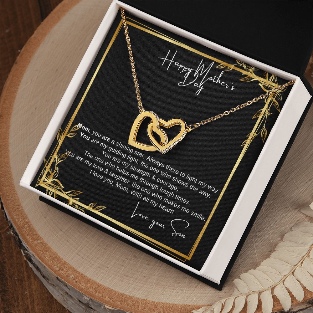 Interlocking Heart Necklace - The perfect Gift she'll love - Happy Mother's Day Mom, Love Your Son!