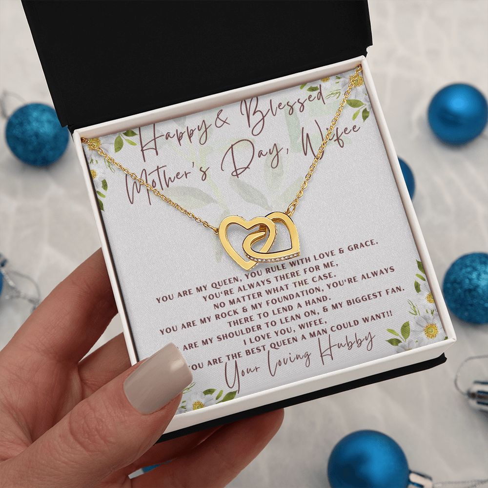 Interlocking Heart Necklace - The perfect Gift she'll love - Happy Mother's Day Wife!