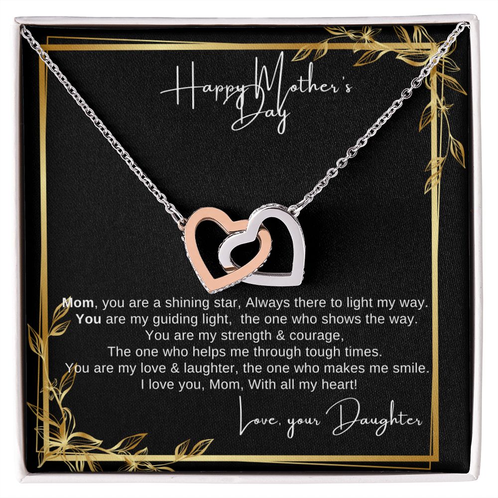 Collar de corazón entrelazado: el regalo perfecto que le encantará. ¡Feliz día de la madre, mamá, amor, tu hija! 