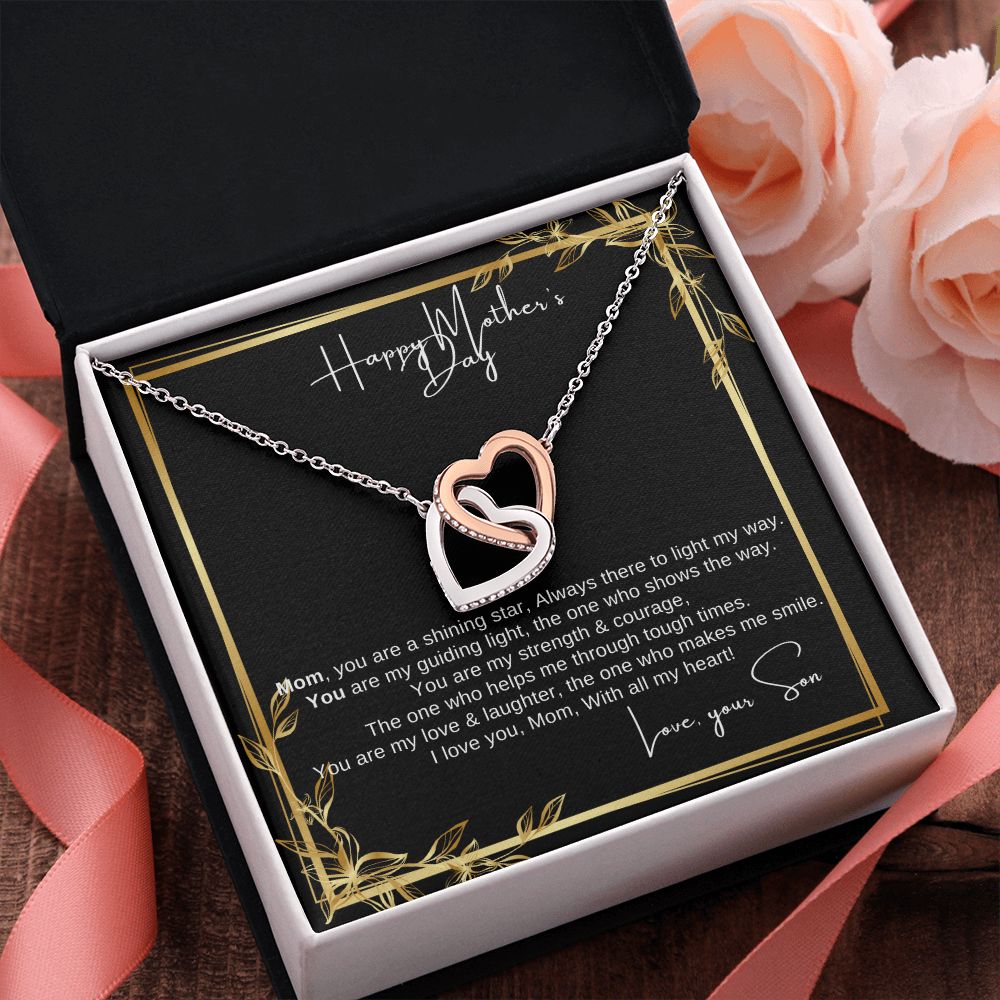 Interlocking Heart Necklace - The perfect Gift she'll love - Happy Mother's Day Mom, Love Your Son!