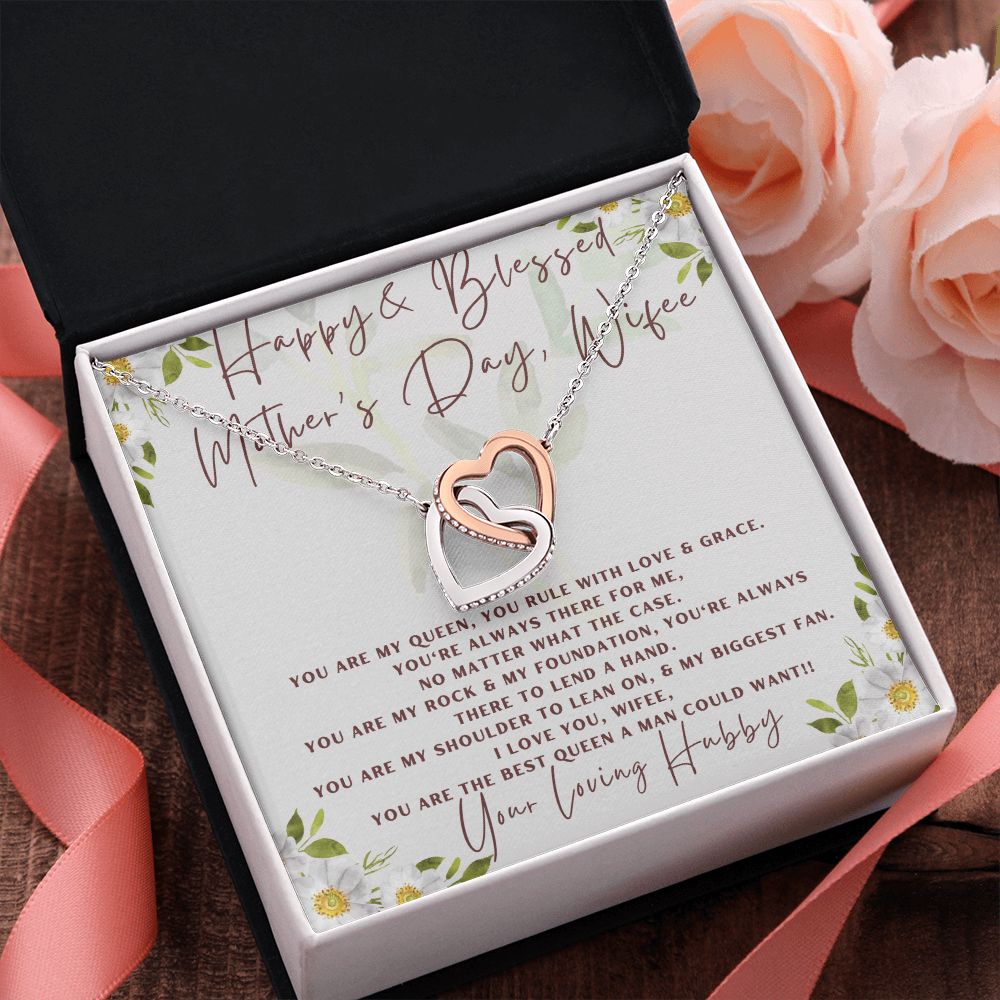 Interlocking Heart Necklace - The perfect Gift she'll love - Happy Mother's Day Wife!