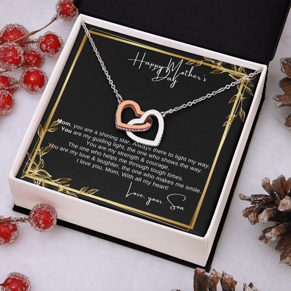 Interlocking Heart Necklace - The perfect Gift she'll love - Happy Mother's Day Mom, Love Your Son!