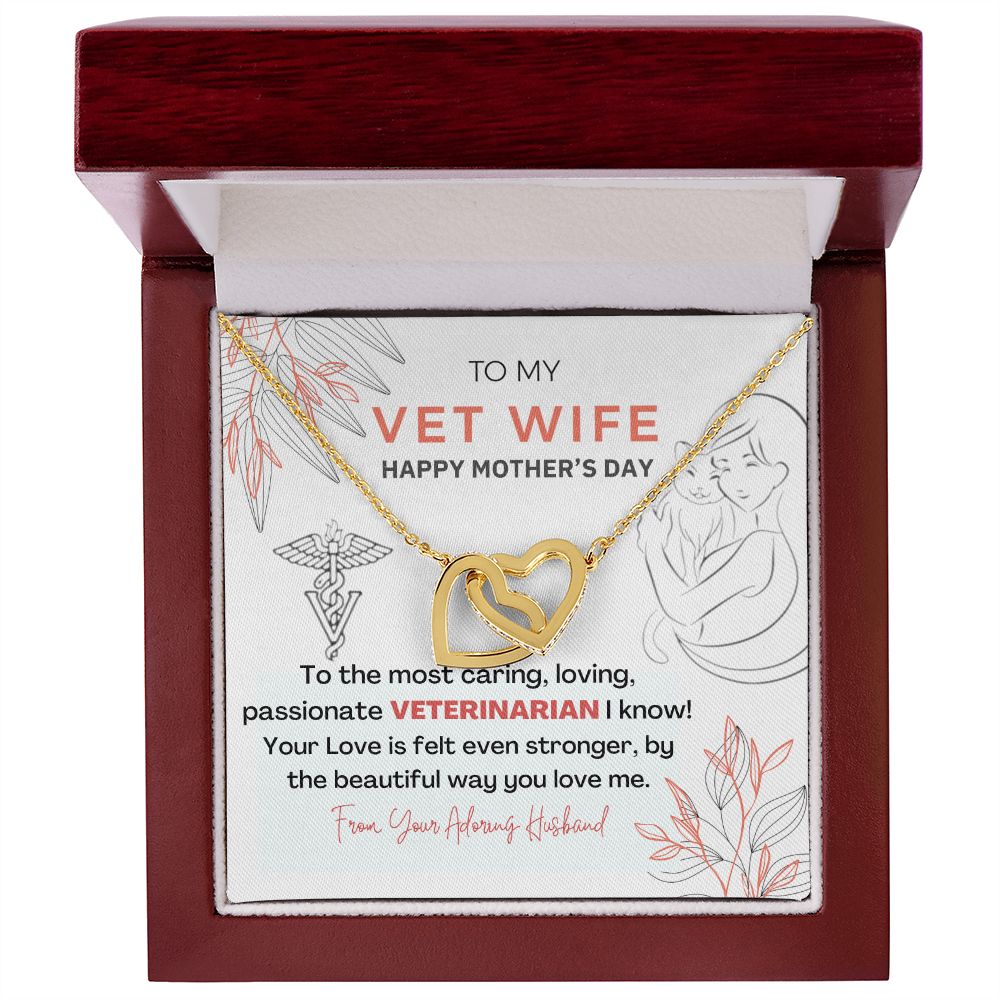 Interlocking Heart Necklace - The perfect Gift she'll love - Happy Mother's Day to my Vet Wife!