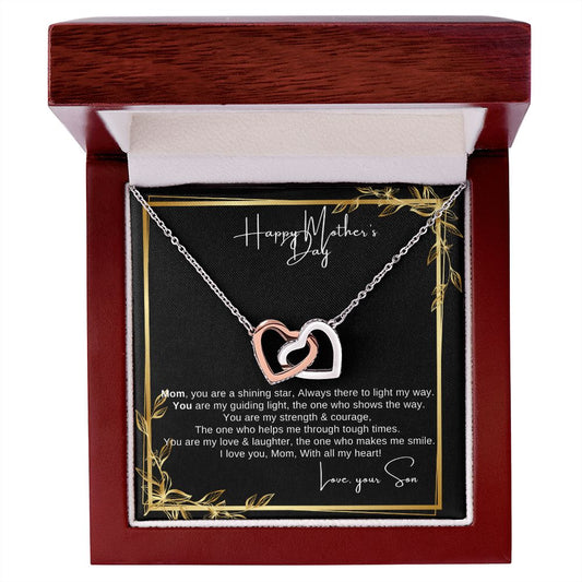 Interlocking Heart Necklace - The perfect Gift she'll love - Happy Mother's Day Mom, Love Your Son!