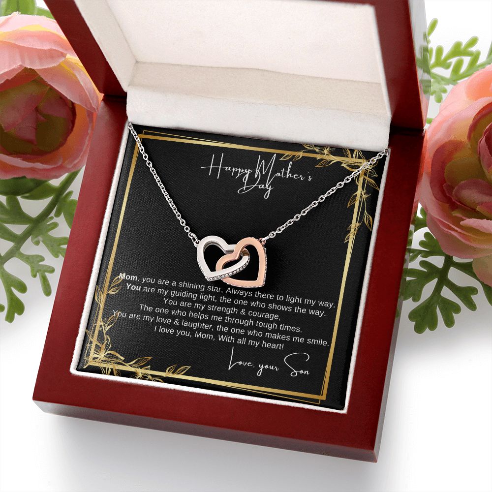 Interlocking Heart Necklace - The perfect Gift she'll love - Happy Mother's Day Mom, Love Your Son!