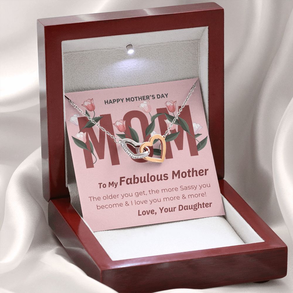 My Fabulous Mom - Interlocking Heart Necklace - The perfect Gift she'll love - Happy Mother's Day Mom!