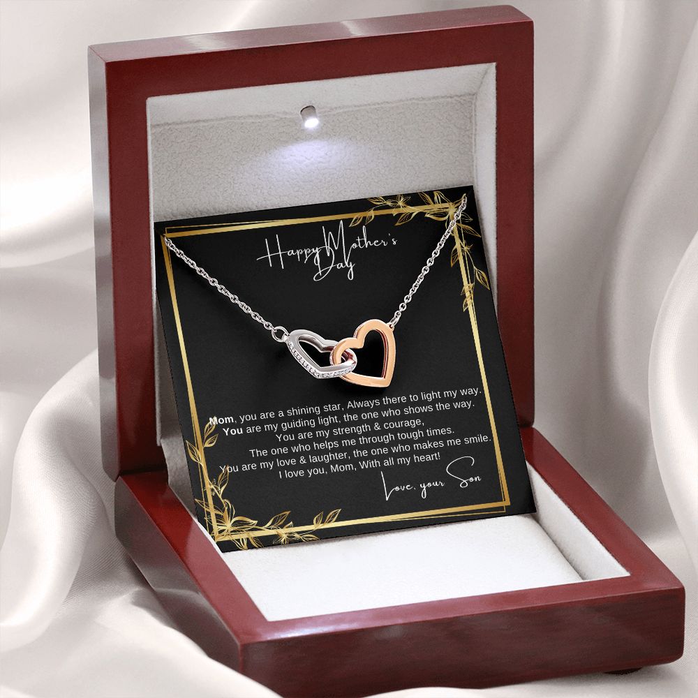 Interlocking Heart Necklace - The perfect Gift she'll love - Happy Mother's Day Mom, Love Your Son!