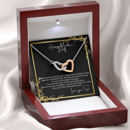 Interlocking Heart Necklace - The perfect Gift she'll love - Happy Mother's Day Mom, Love Your Son!