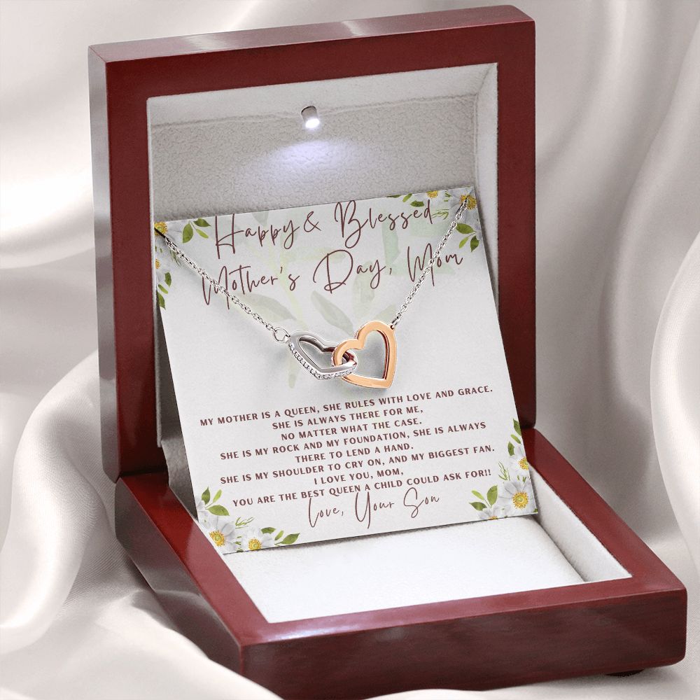 Interlocking Heart Necklace - The perfect Gift she'll love, Happy & Blessed Mother's Day my Queen Mother!