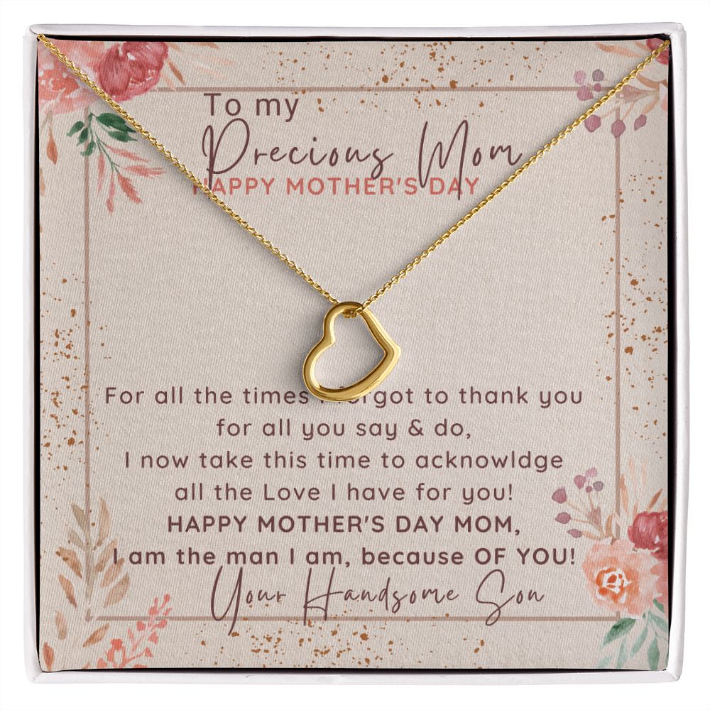 Un hermoso collar dorado con un delicado corazón - ¡PARA ESA INCREÍBLE mujer en tu vida! - ¡FELIZ DÍA DE LA MADRE a mi Madre Preciosa!