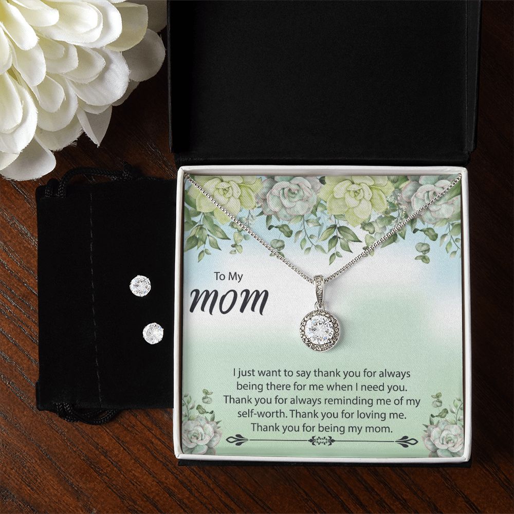 Eternal Hope Necklace & Clear CZ Earrings Set - Perfect Gift For Mom for Mother's Day!  Thank You Mom!