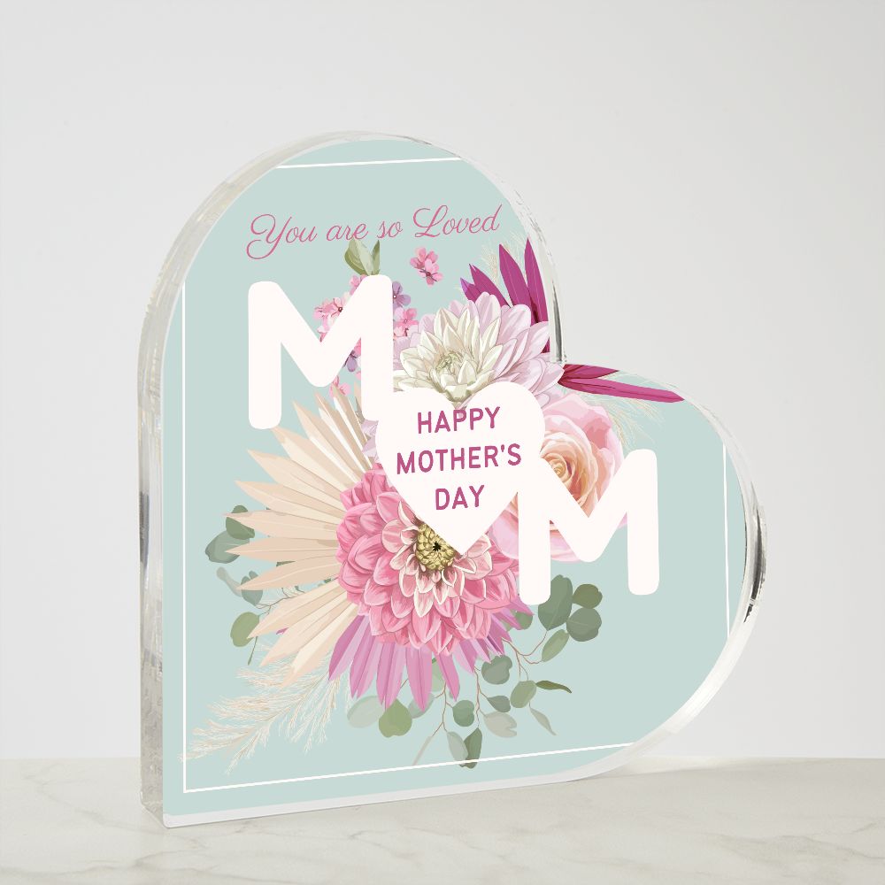 Divertida y memorable placa acrílica en forma de corazón para mamá para el día de la madre. Es el regalo perfecto para mostrarle cuánto te importa.